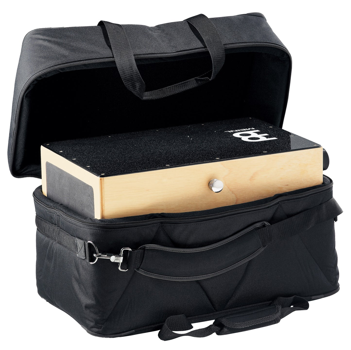 Housse cajon pro, nylon rembourré, poignée, sangle rembourrée, poche externe, 52x30.5x30.5cm, noir