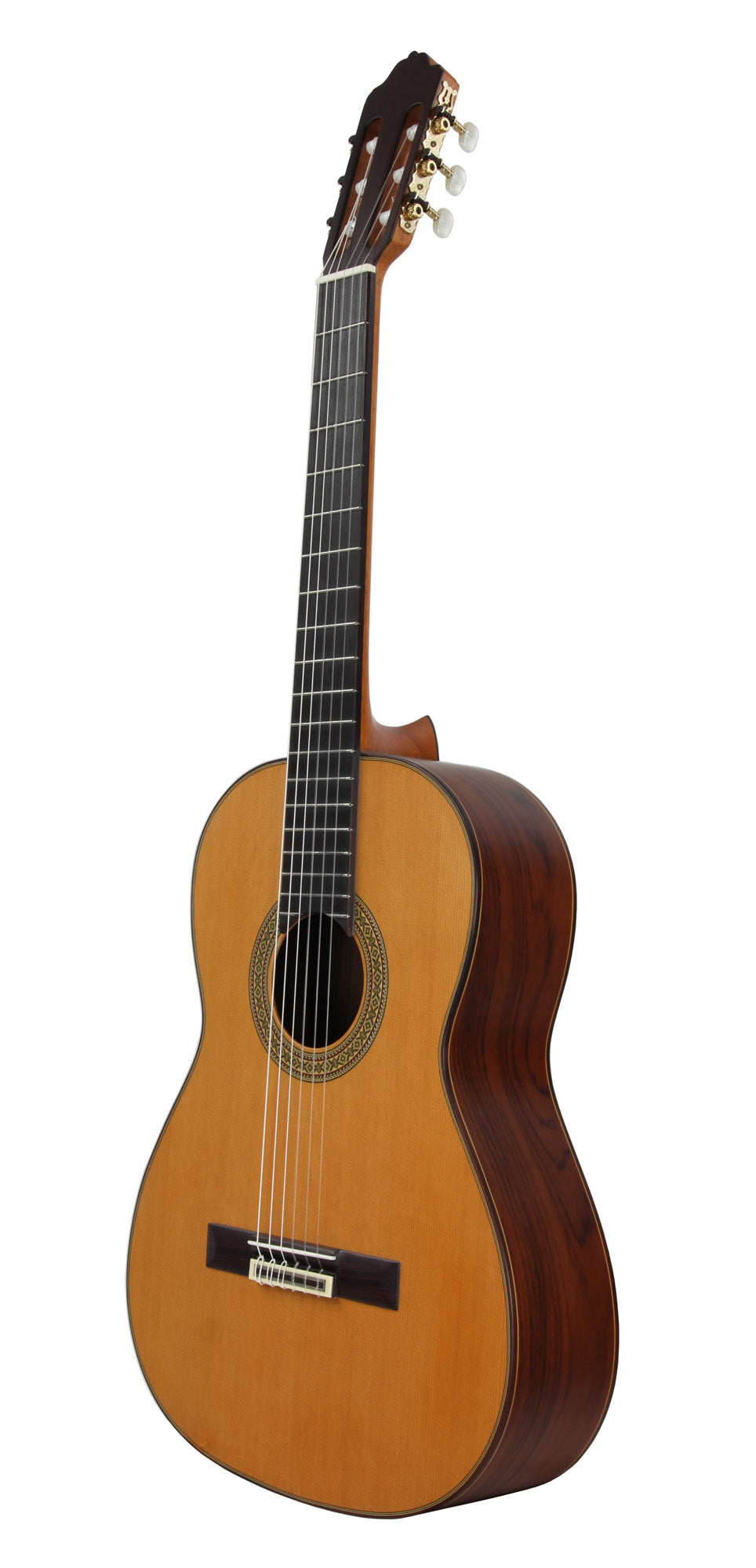 MOD.7, table cèdre massif, fond et éclisses palissandre, touche palissandre, diapason 650 mm, naturel satiné