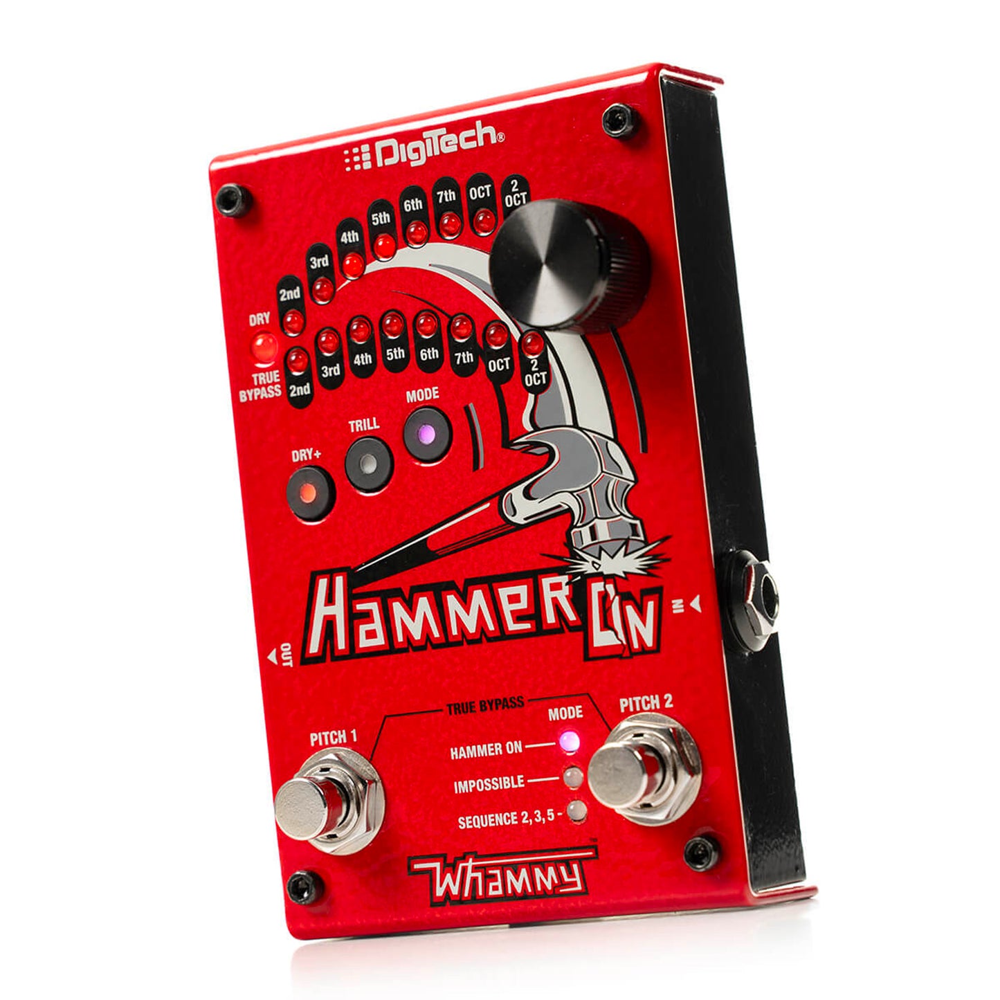 Pédale HammerOn, pitch-shifter instantané 4 octaves, 3 modes d'effets (HammerOn, Impossible, Sequence), alimentation, rouge
