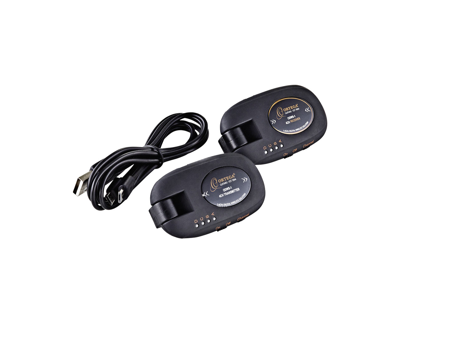 Système sans-fil pour guitare 4 canaux, émetteur et récepteur rechargeables, bande de fréquence 2.4 GHz, noir