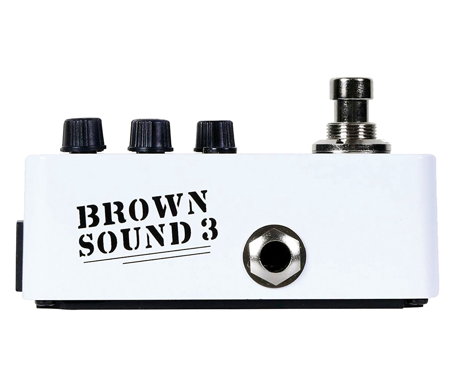 Pédale BROWN SOUND 3, préampli numérique type ampli signature VH V3, deux canaux, EQ 3 bandes par canal, blanc et gris