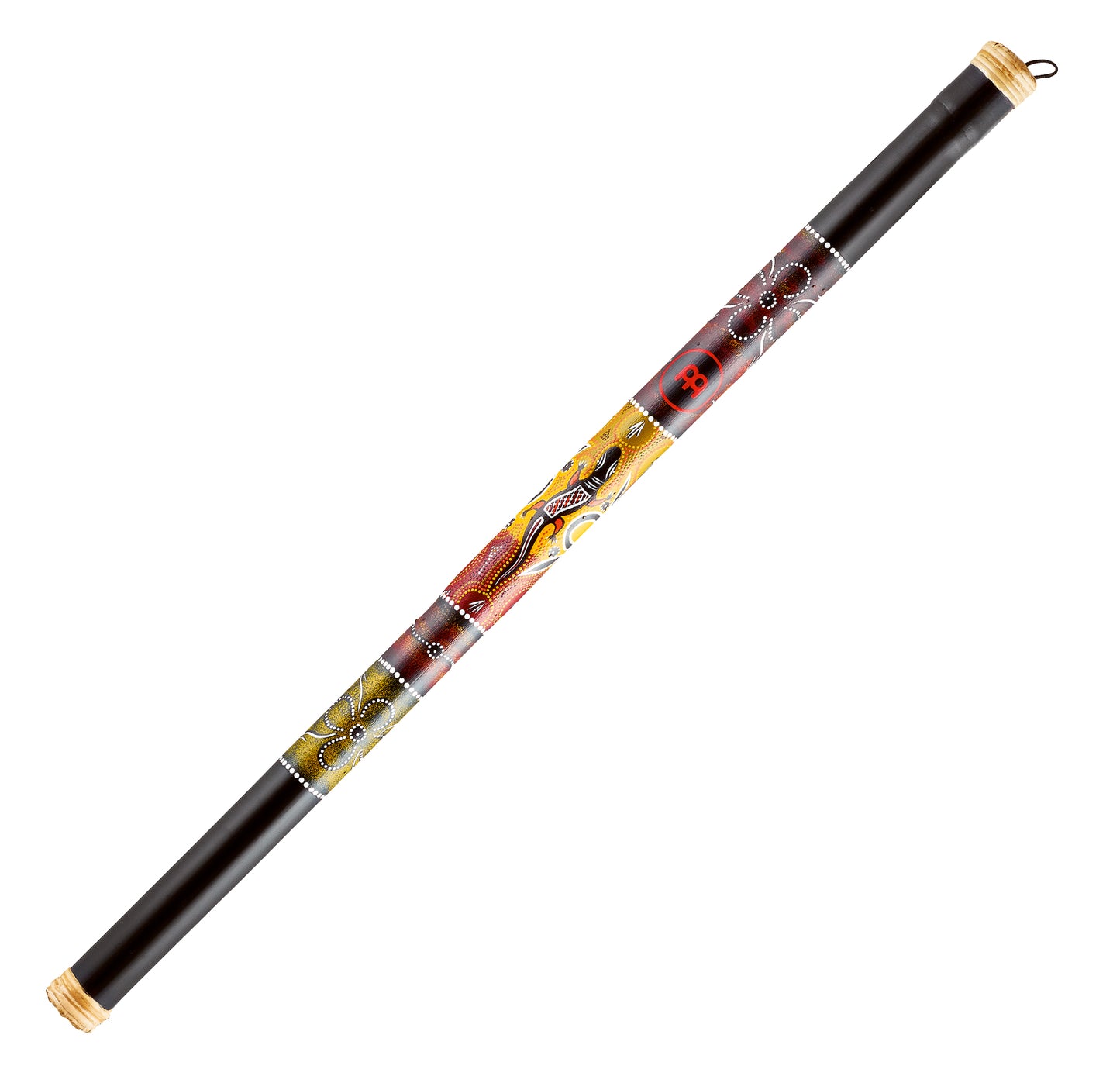 Bâton de pluie, 120 cm, bambou naturel, noir avec motifs