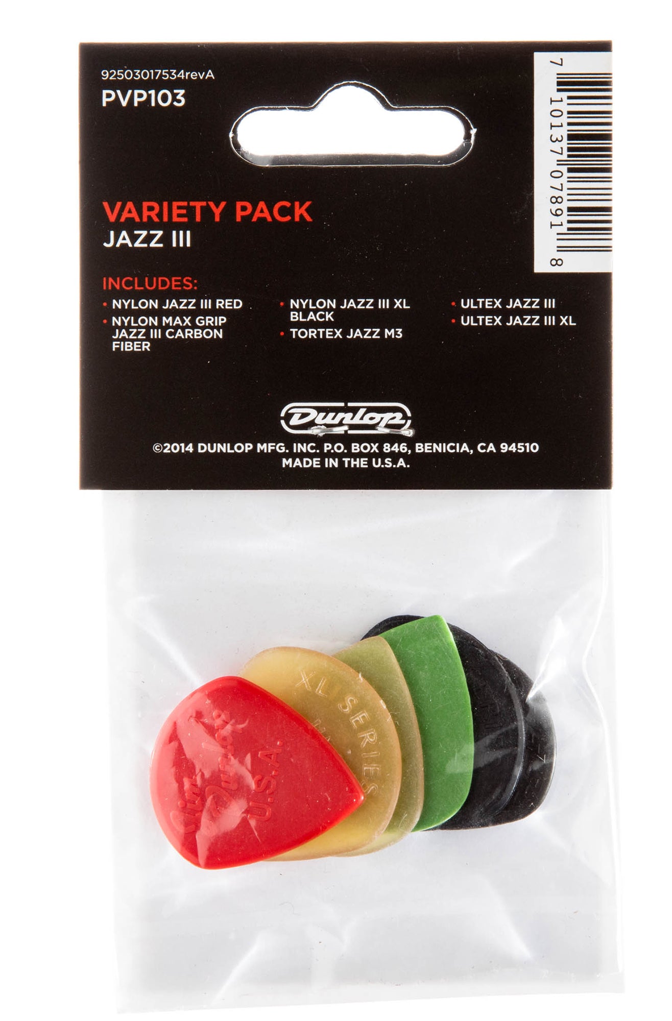 Sachet Variety Pack JAZZ III, 6 médiators.