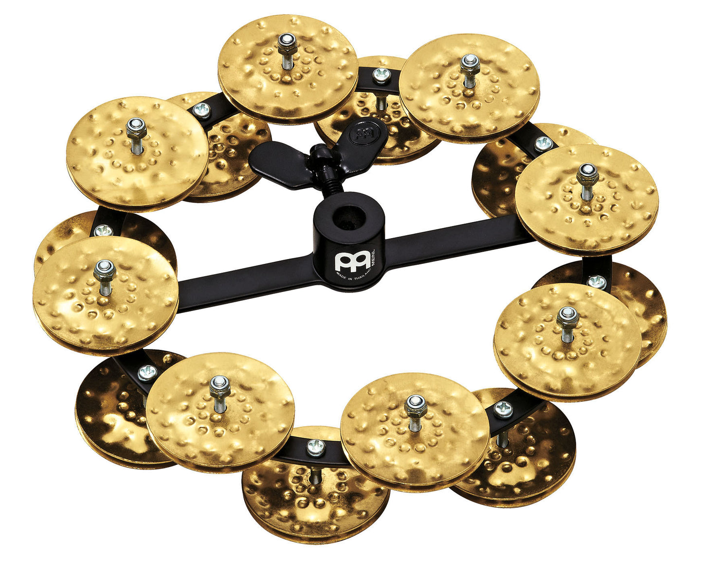 Tambourin charleston Headliner 5", 2 rangées de cymbalettes bronze martelé, noir