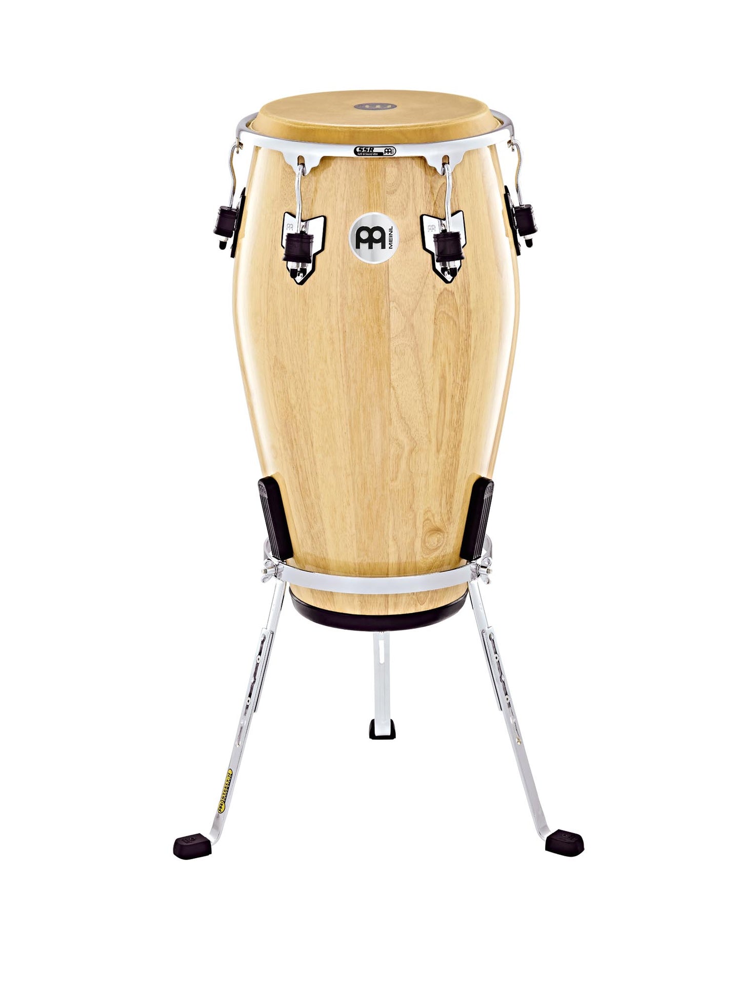 Tumba 12 1/2", hévéa, 76 cm, peau buffle, cercle SSR 2.6mm, accast. chromé, support panier Steely 2 chromé, Natural brilliant