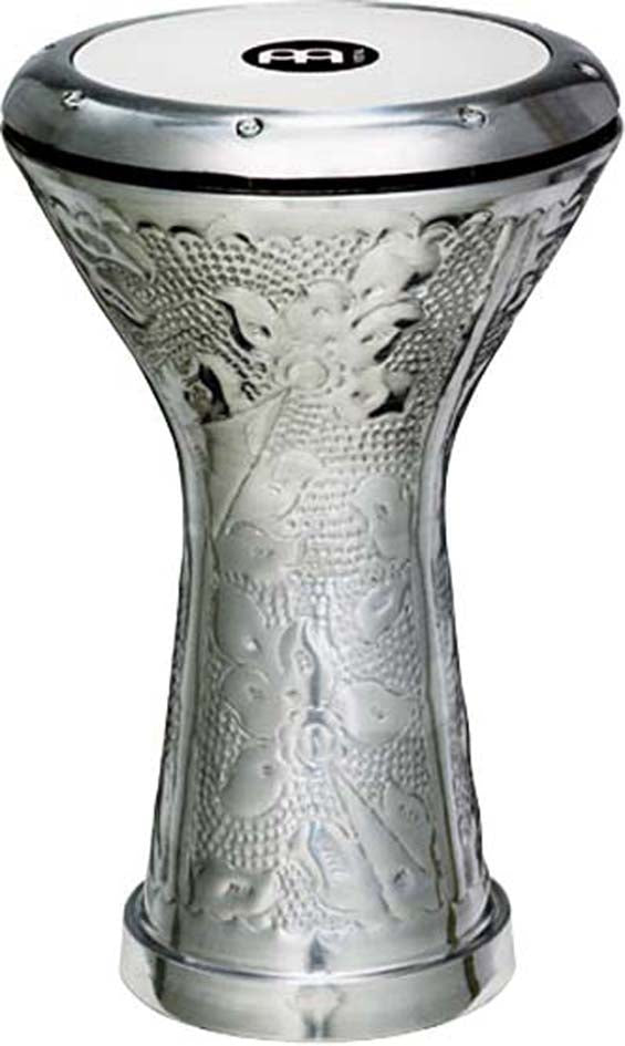 Doumbeck aluminium 21.5 x 43.5 cm, martelé main, peau synthétique, avec clé d'accord, finition aluminium