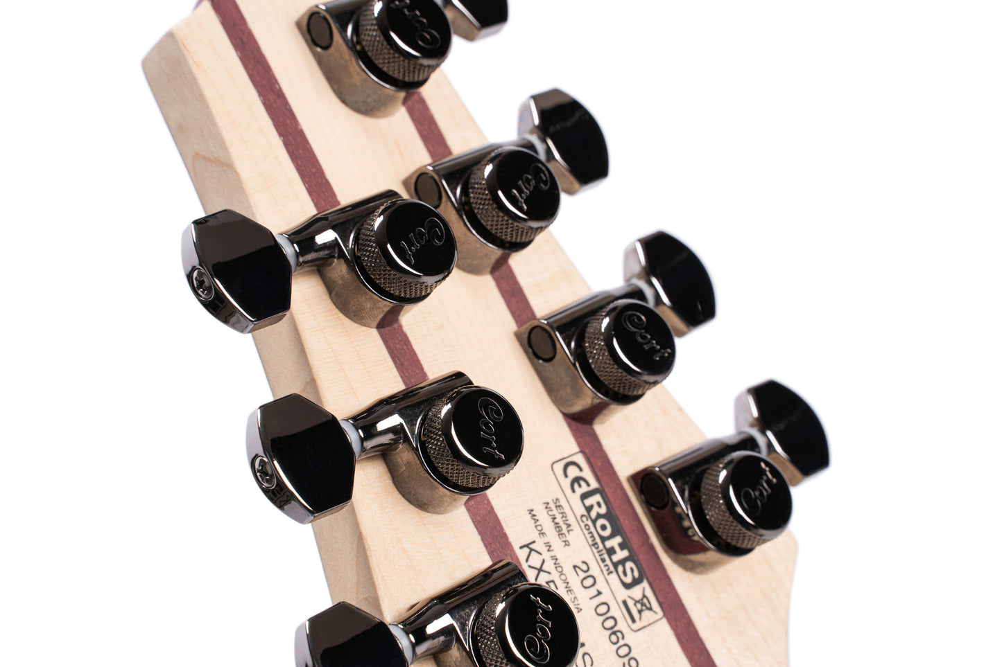 KX507MS, modèle 7 cordes, corps acajou, table peuplier figuré, touche ébène, micros Fishman Fluence, star dust green