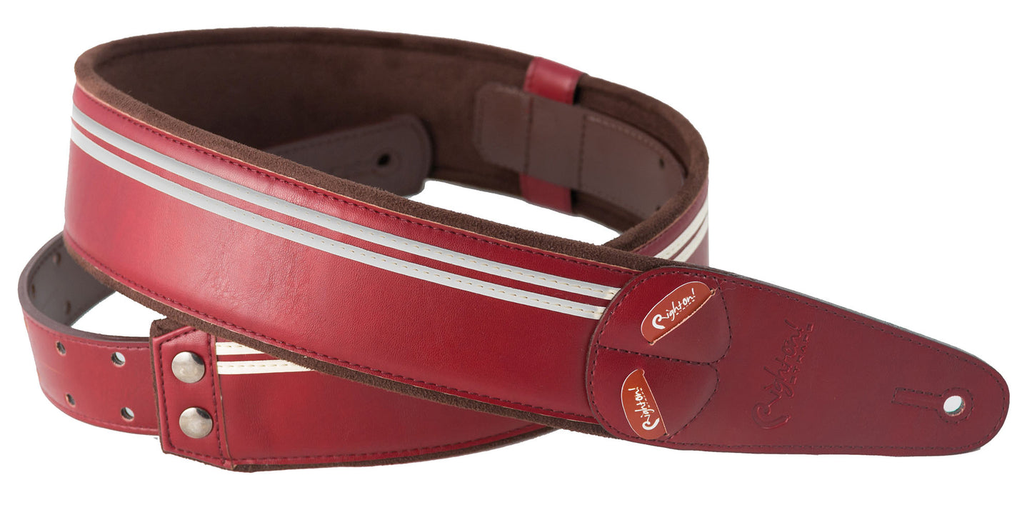 Courroie modèle RACE, extérieur synthétique, largeur 6 cm, longueur 100 à 145 cm, porte-médiators intégré, rouge