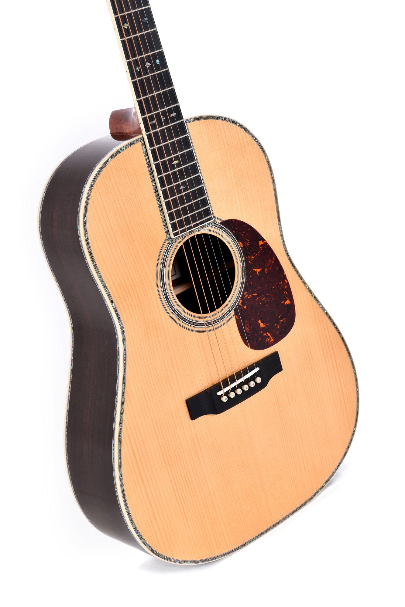 Modèle SDR-45VS, série Custom, Dreadnought, table épicéa massif, f/e palissandre massif, touche ébène, soft case, naturel