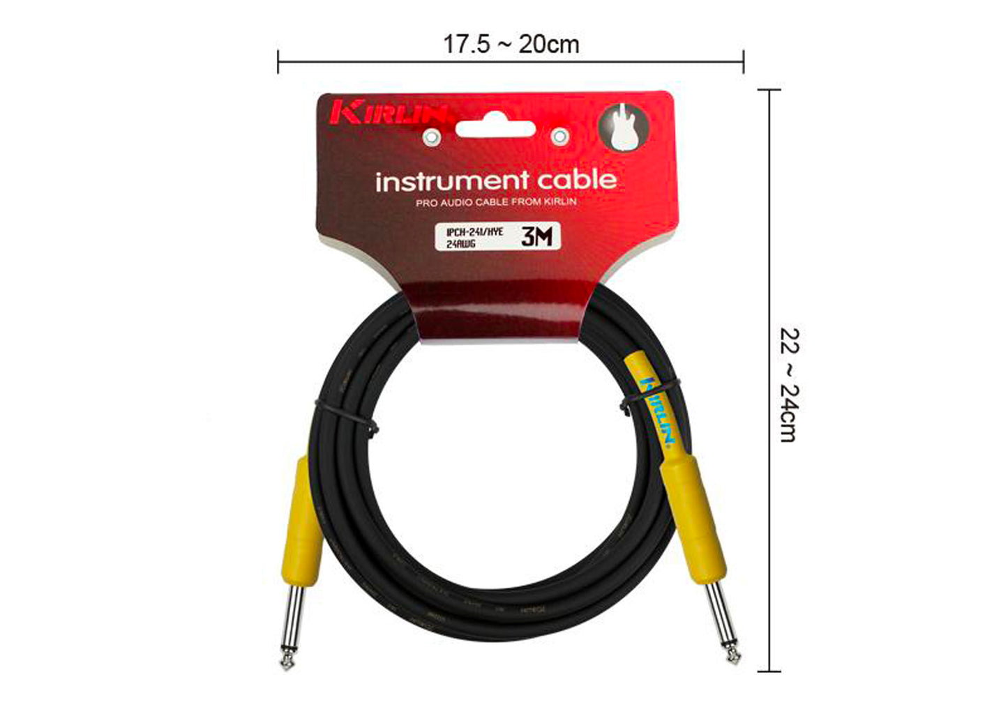 Câble instrument ENTRY Jack/Jack, 3 mètres, noir et jaune