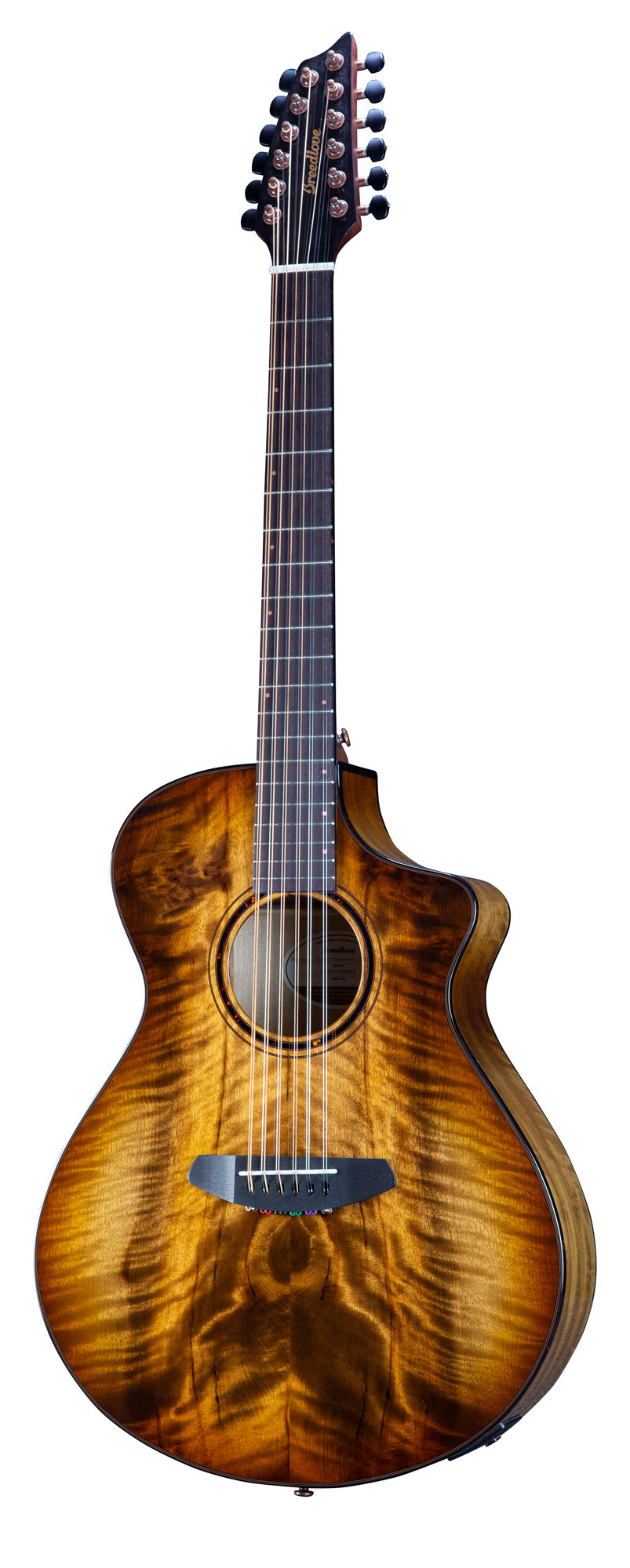 PURSUIT EXOTIC S CONCERT AMBER 12 CORDES CE, table myrtlewood massif, f/e myrtlewood, EQ Fishman Presys I, amber