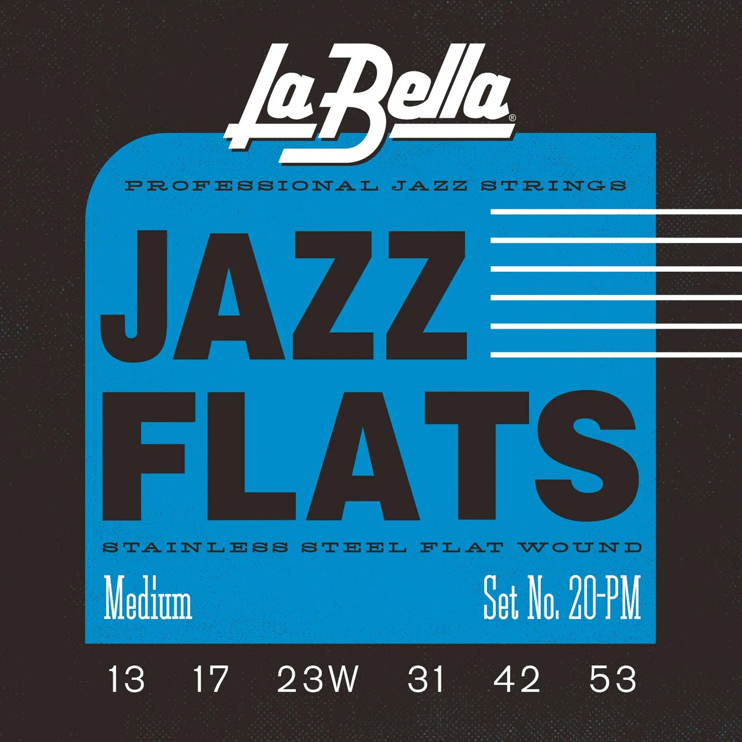 Jeu pour guitare électrique JAZZ FLATS, acier inoxydable, filé plat, tirant Medium (13-17-23-31-42-53)