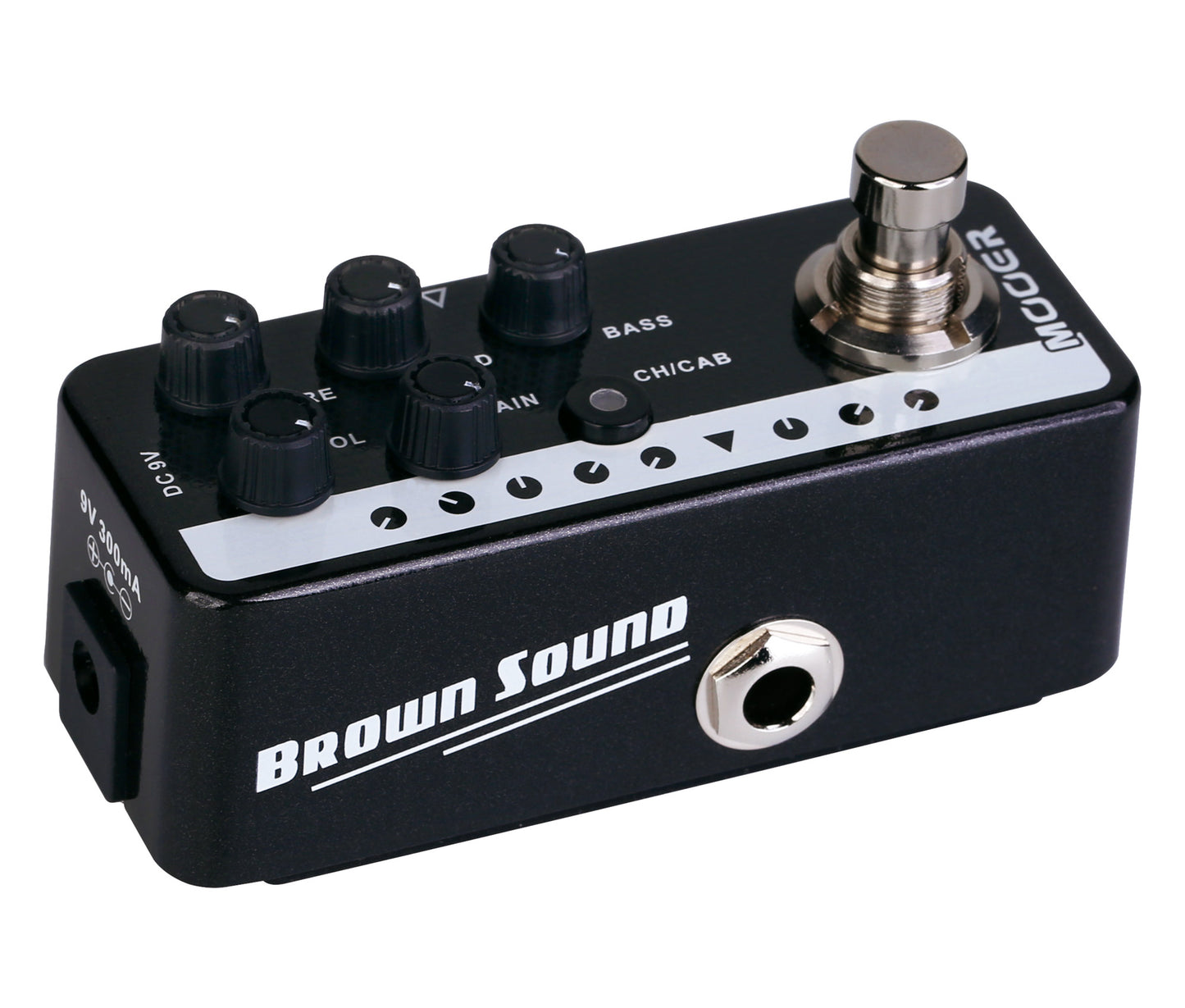 Pédale BROWN SOUND, préampli numérique type ampli signature VH V1, deux canaux, EQ 3 bandes par canal, noir et blanc