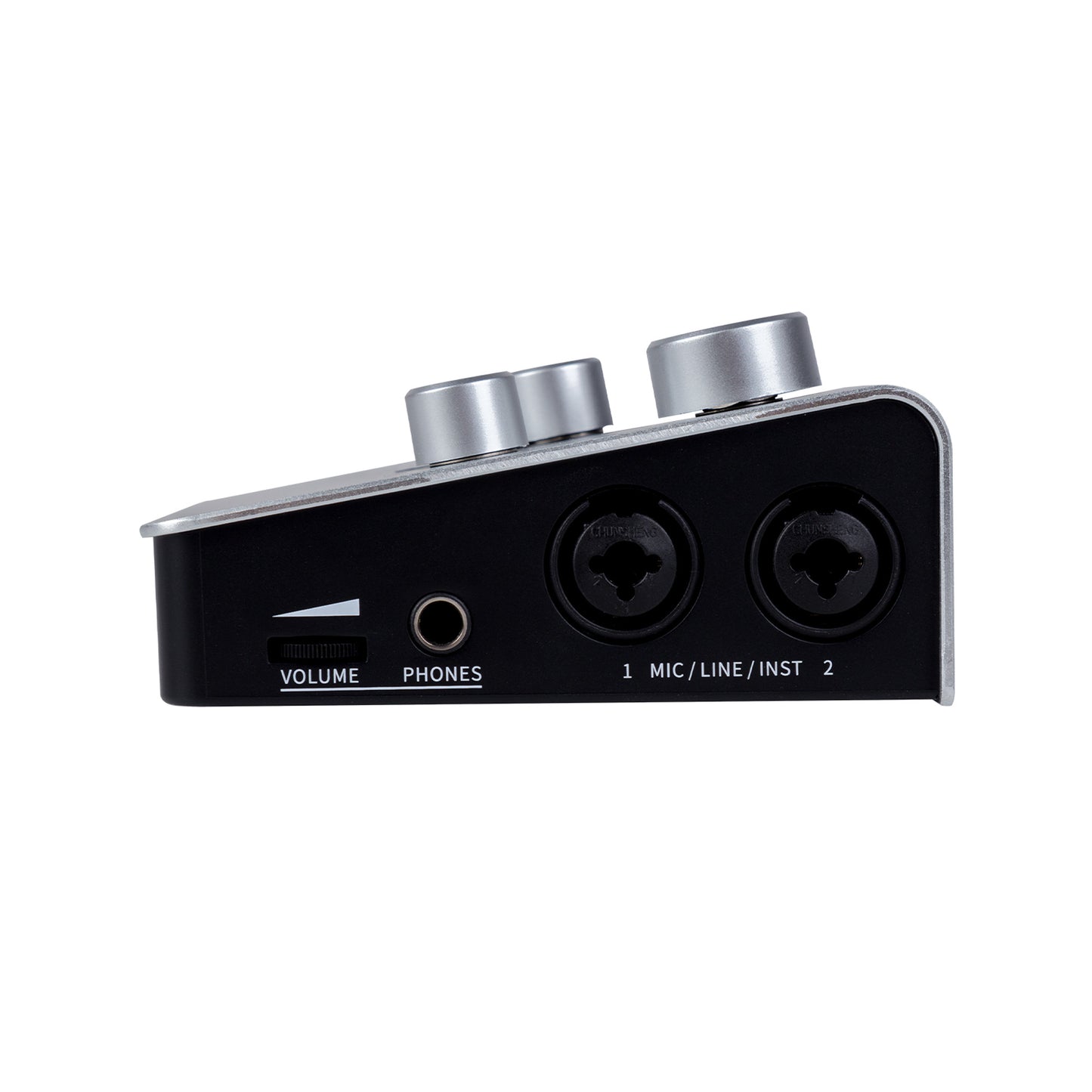 Interface audio STEEP II, 2 canaux, deux entrées combo XLR/Jack, alimentation fantôme, USB type C 2.0, MIDI In/Out, argent