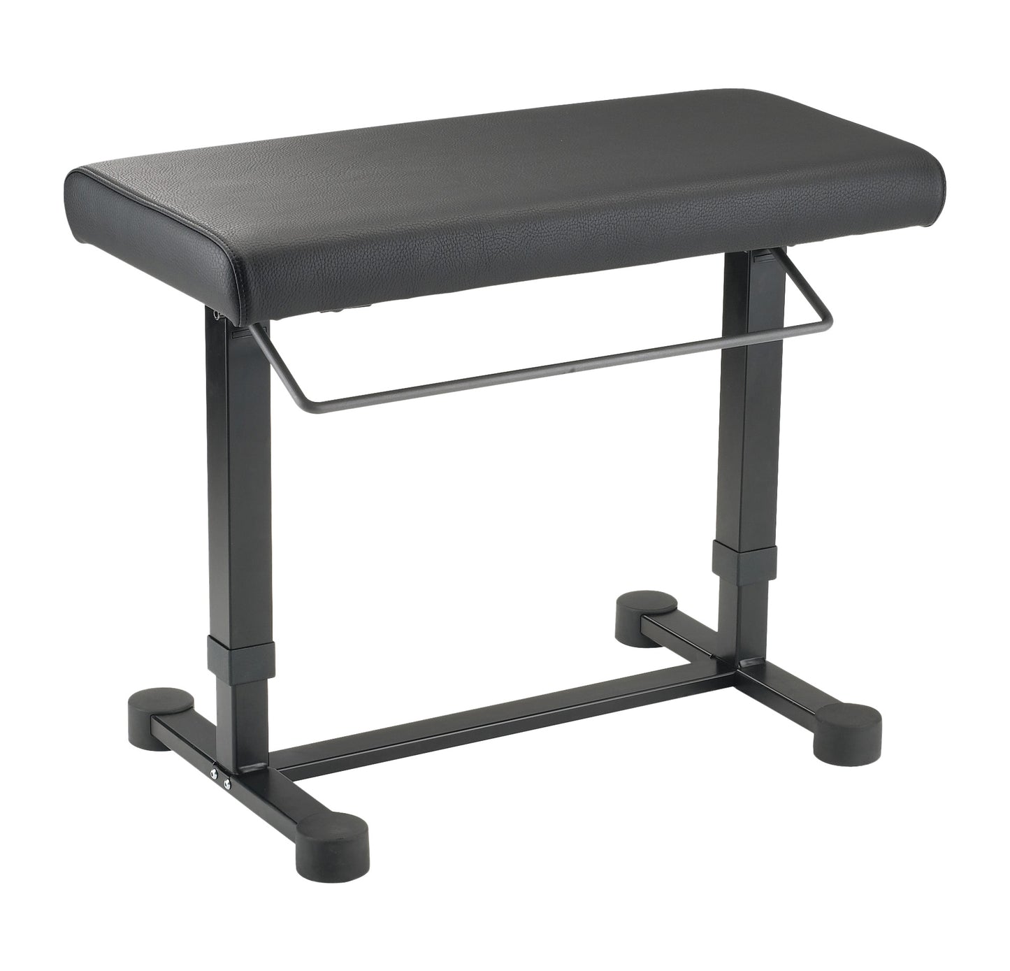 Banquette clavier, assise simili cuir: 66 x 33 cm, hauteur: 45 à 61 cm, taille replié: 66 x 38 x 45.5 cm, poids: 11.7 kg, noir