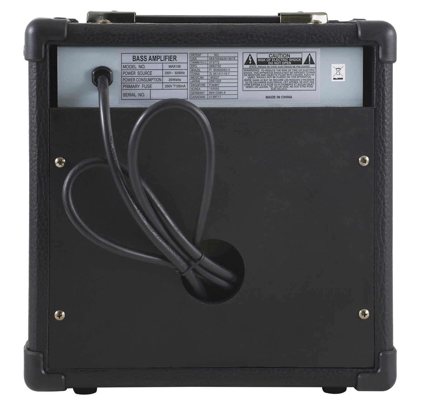 Ampli basse électrique 10W, HP 1x 6,5", 1 canal avec contrôle de Gain"Vintage", EQ 2 bandes, finition noir