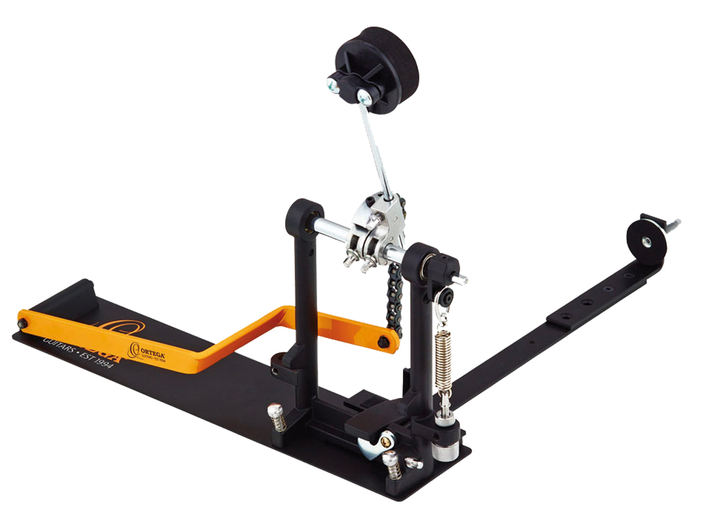 Pédale pour cajon, métal robuste, batte mousse (longueur réglable), tension du ressort ajustable, avec housse et clé de réglage