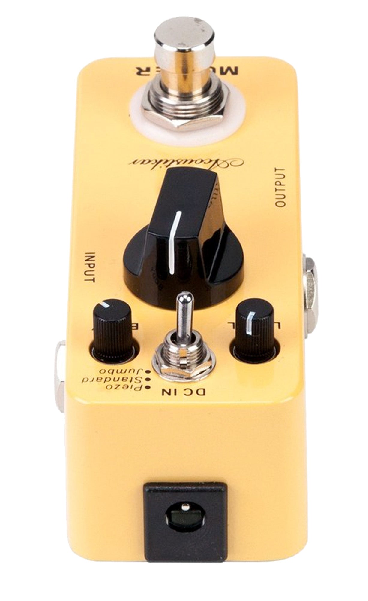 Pédale ACOUSTIKAR, simulateur guitare acoustique 3 modes (Piezo/Standard/Jumbo), boîtier métal, true bypass, jaune