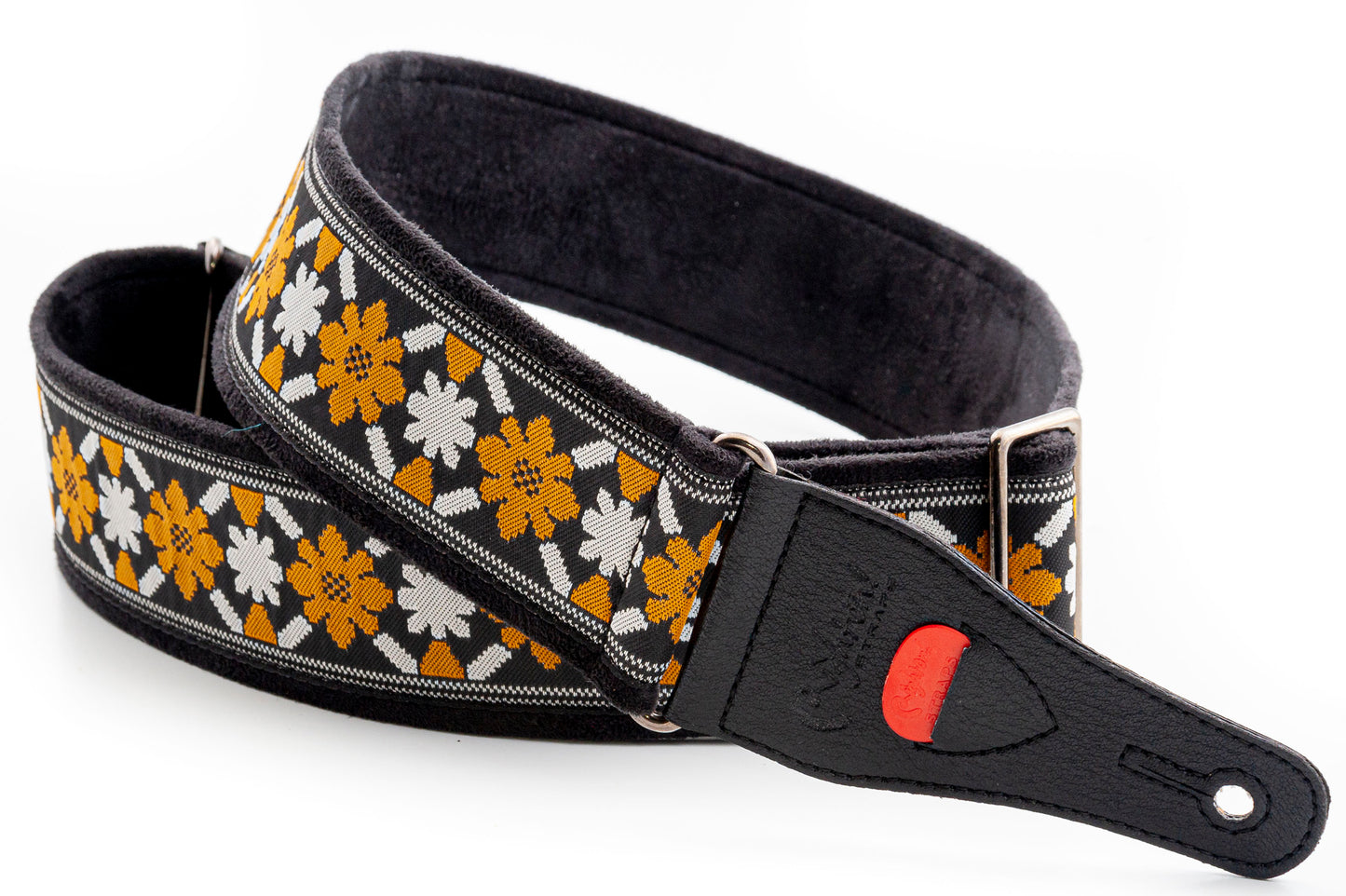 Courroie modèle LEGEND CASINO, tissu Jacquard, largeur 6 cm, longueur 85 à 150 cm, porte-médiators intégré, noir