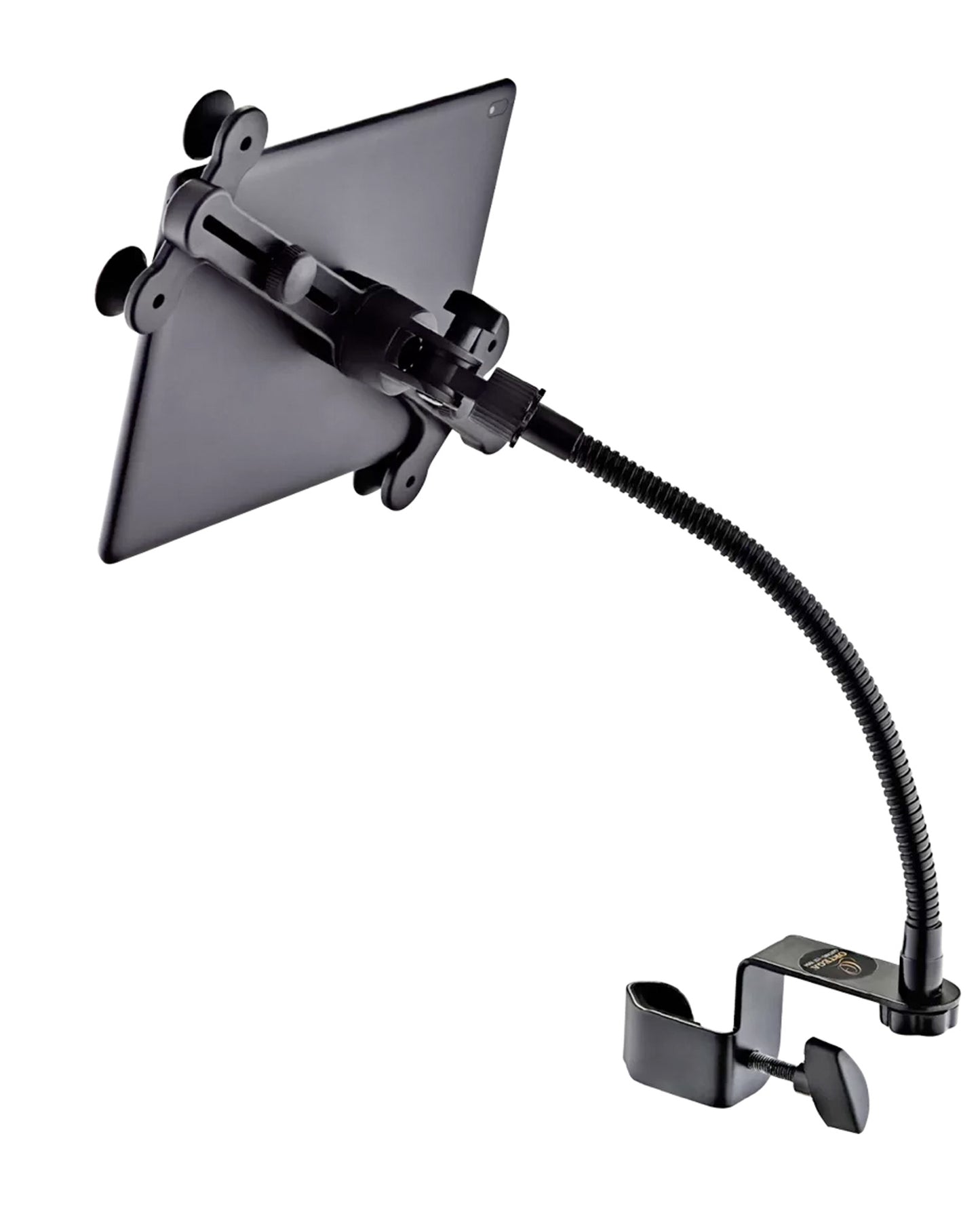 Support tablette version Deluxe, adapté à tous modèles jusqu'à 13", col de cygne robuste permettant toutes les positions, noir