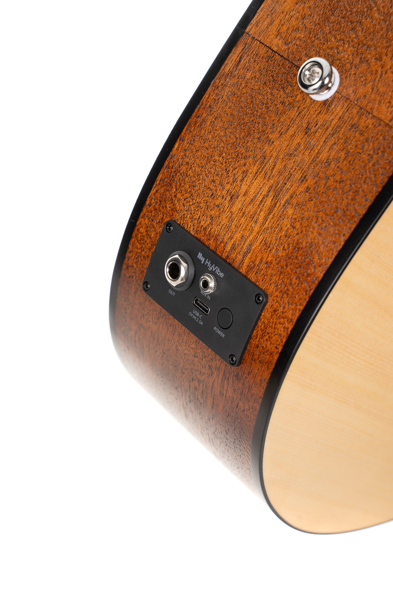 Earth Go, modèle Dreadnought 3/4, table épicéa massif, fond & éclisses acajou, HyVibe 2, housse, naturel pores ouverts