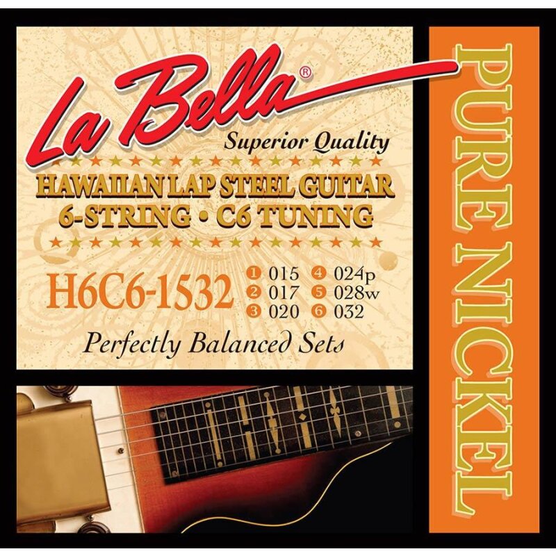 La Bella H6C6-1532 Jeu de Cordes Lap Steel
