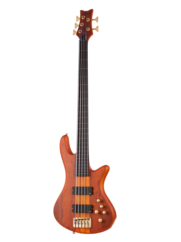 Schecter Stiletto Studio 5 Fretless, gaucher - Honey Satin