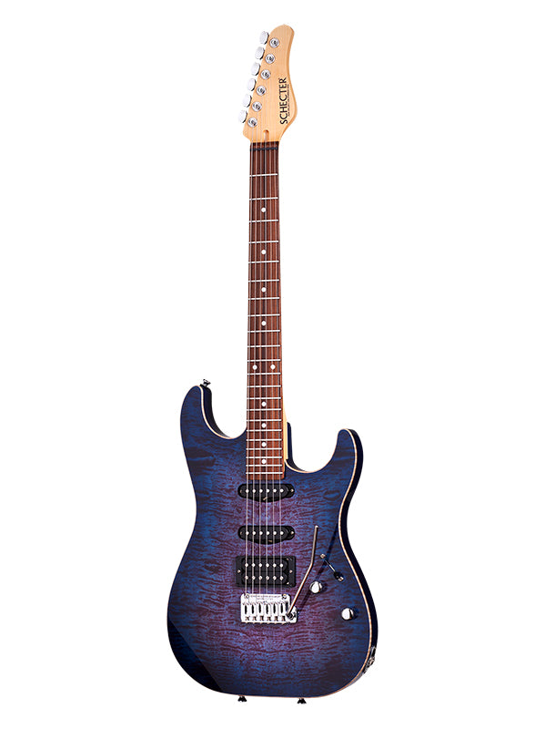 Schecter Sunset Custom II USA Production Series - Blue Crimson Flame - Ebony
