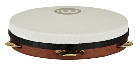 Pandeiro 10", hévéa, peau True Feel, accordage interne, 1 rangée de cymbalettes laiton perforées martelées main, marron