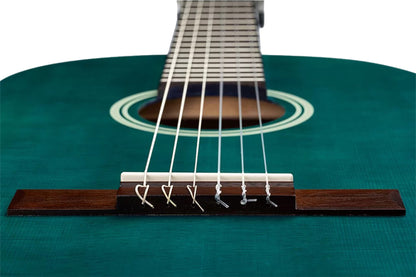 RST5MOC, table épicéa, fond & éclisses catalpa, touche & chevalet noyer, sillet 52 mm, diapason 650 mm, bleu océan satiné