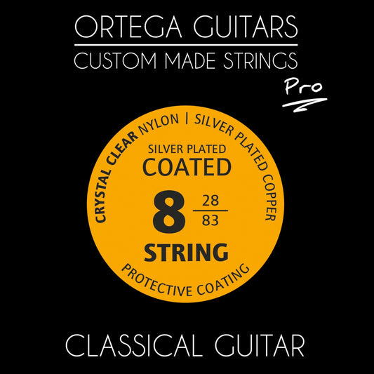 Jeu pour guitare classique 8 cordes CUSTOM PRO, cuivre plaqué argent/nylon, revêtement anti corrosion, tension normale.