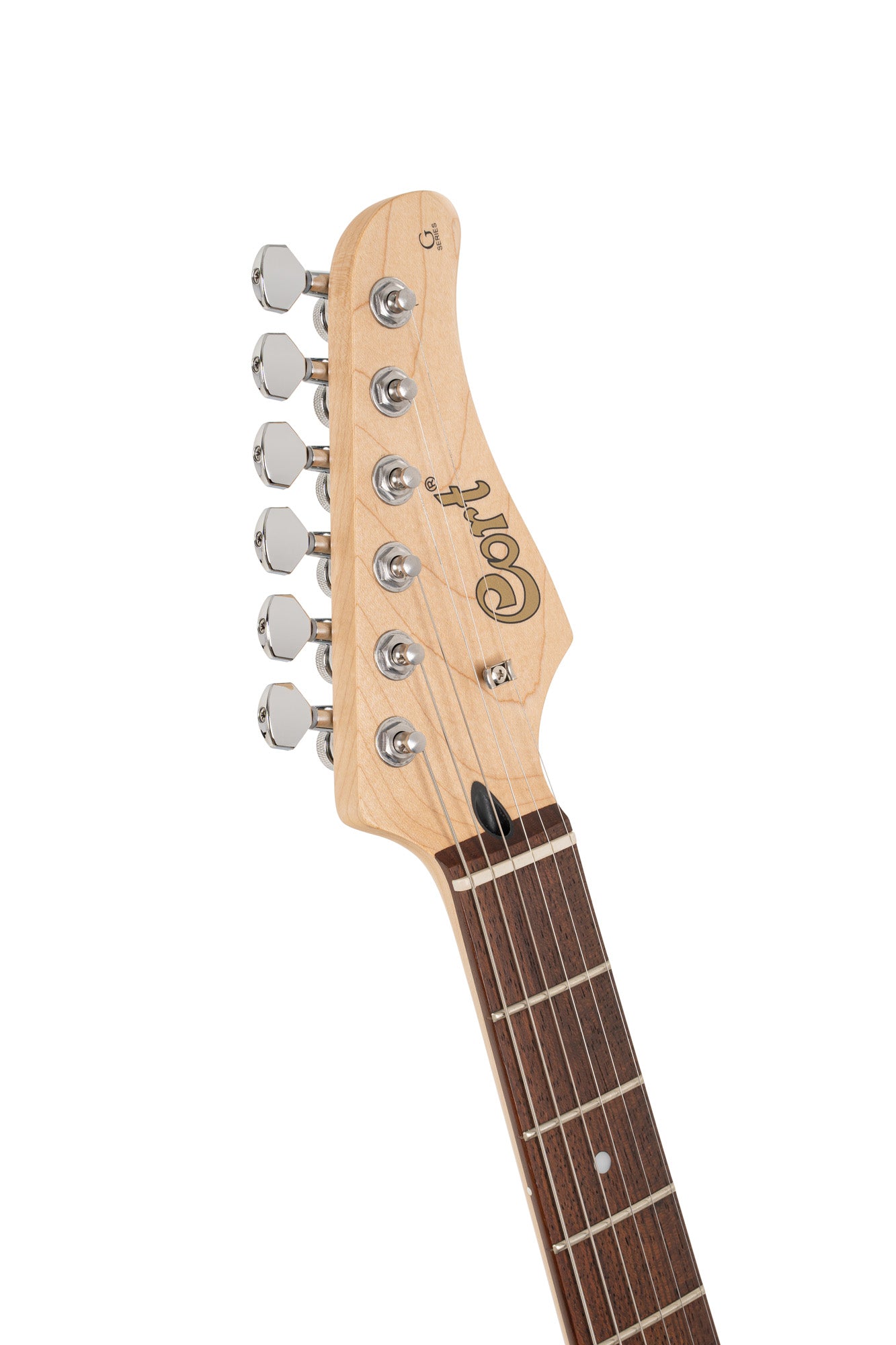 G200, corps peuplier, manche érable, touche jatoba , 2 micros simples et 1 double Powersound, plaque blanche, bleu ciel