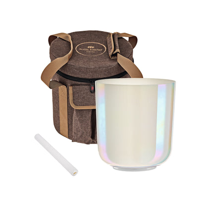 SINGING BOWL SONIC ENERGY ESSENCE CRYSTAL 7" NOTE B3, CRÈME, CHAKRA COURONNE