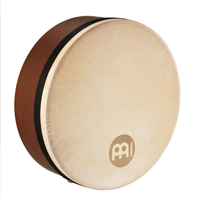 Bendir 12 x 4", corps en hévéa, peau de chèvre sélectionnée à la main, timbre et système d'accordage internes, African Brown