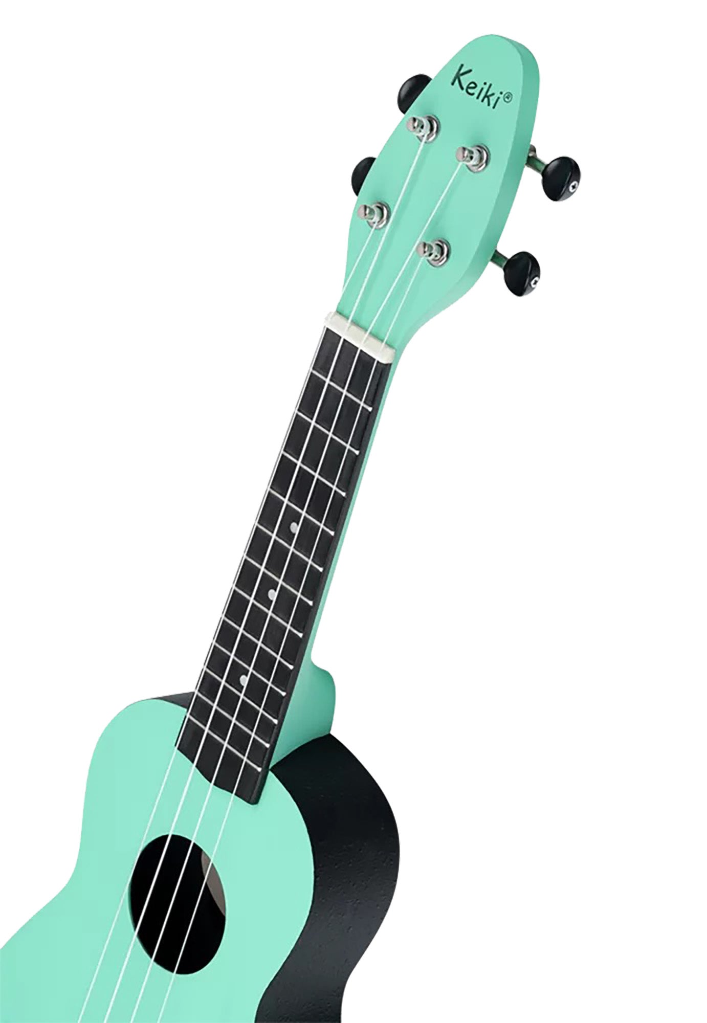 K2-CBM, pack ukulélé Soprano, table agathis, corps ABS galbé, manche okoumé, 12 frettes, accessoires, caribbean mint satiné