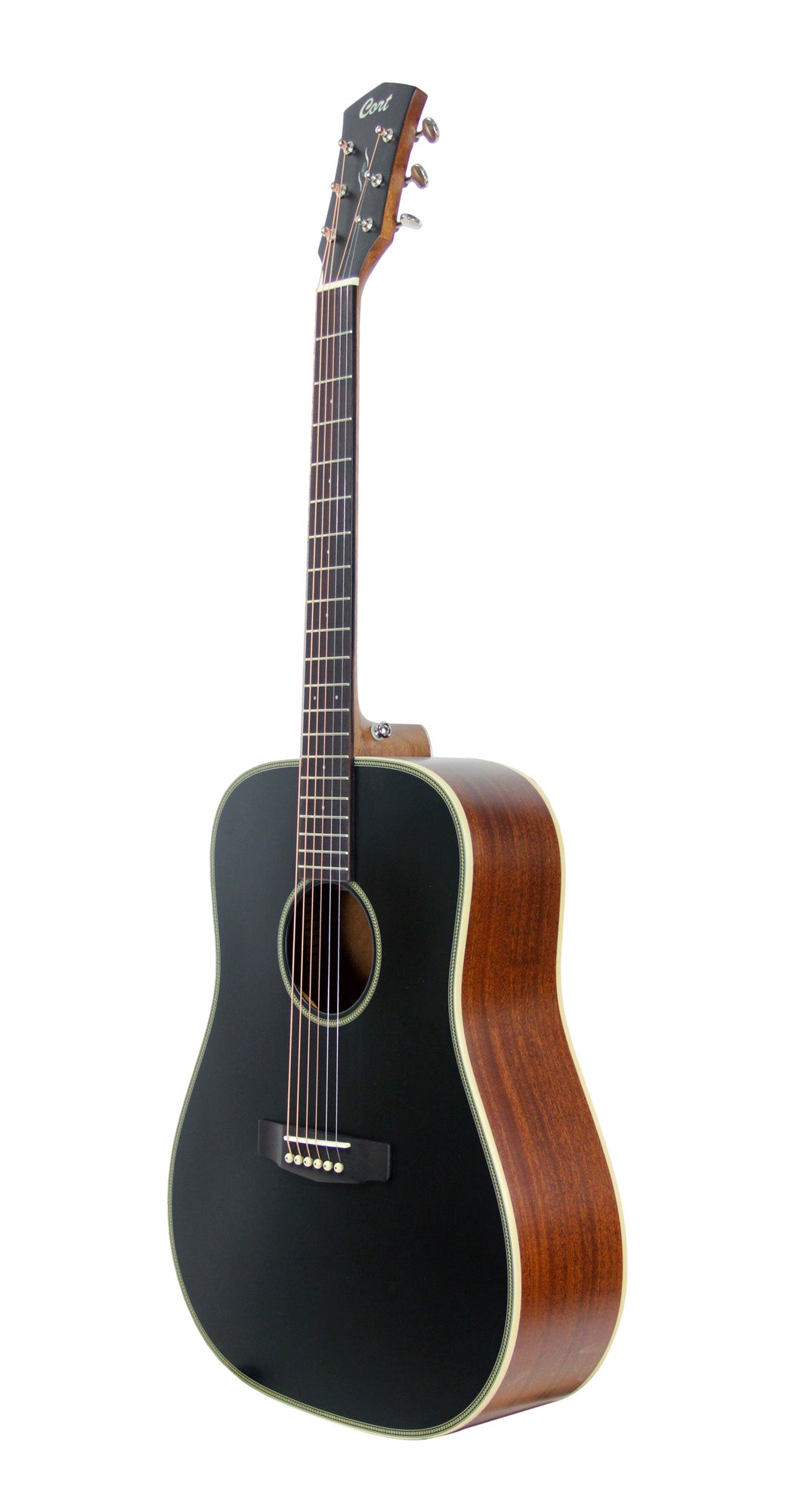 Essence D4, table épicéa Sitka massif torréfié, f/e acajou, touche & chevalet palissandre, semi brillant, table noire