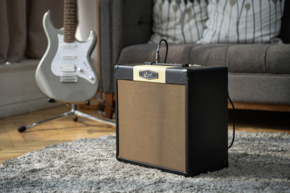 Ampli guitare 30W, 1x 10", 2 canaux, égaliseur 3 bandes, réverb, entrée Bluetooth, entrée CD/MP3 mini-Jack, noir