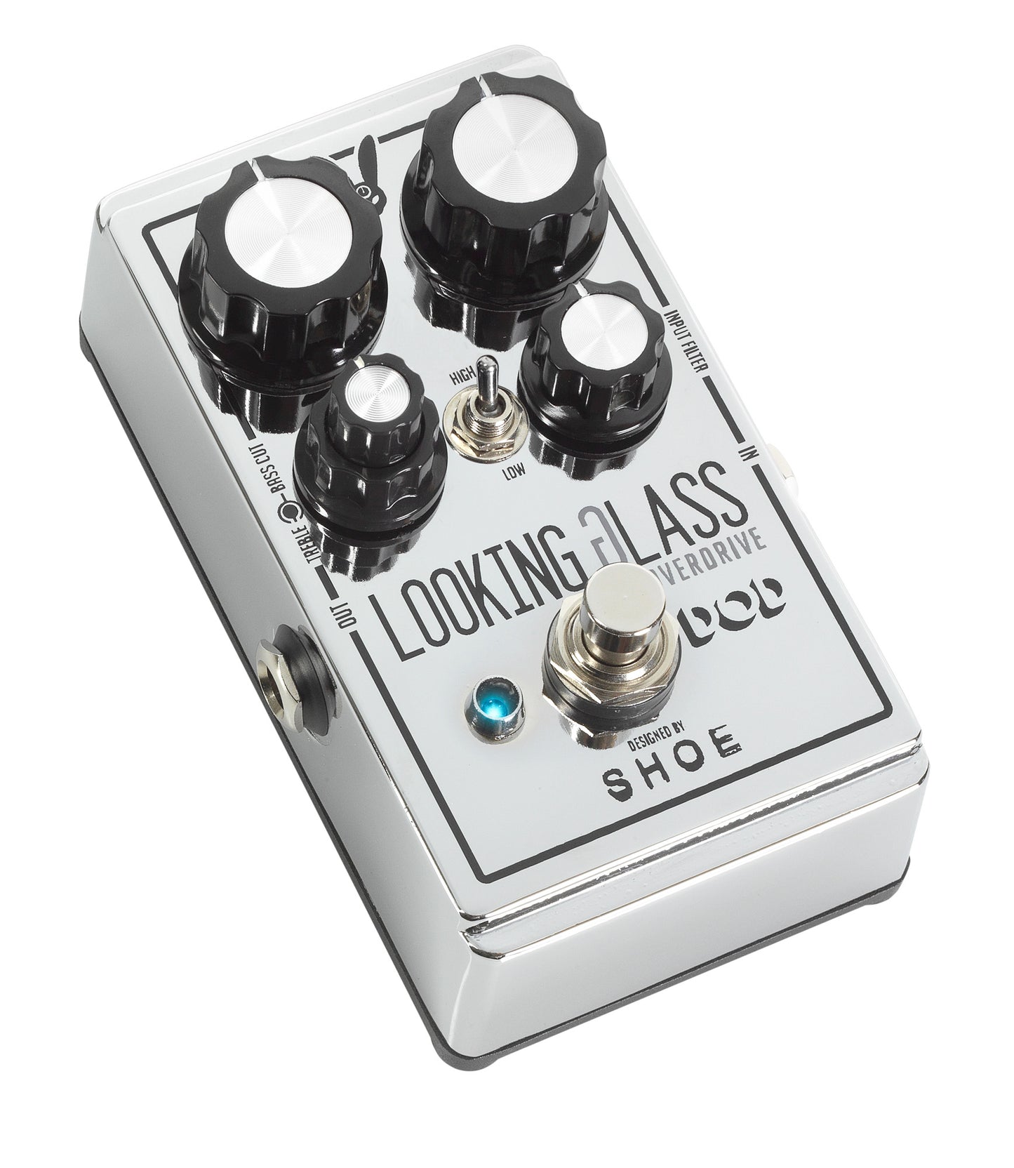 Pédale LOOKING GLASS, overdrive 2 modes (Hi/Low), FET discret ultra-réactif conception Class-A, argent