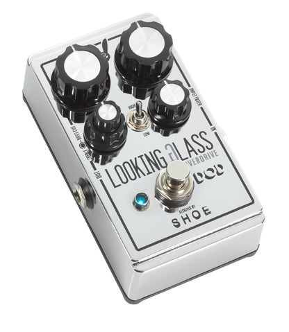 Pédale LOOKING GLASS, overdrive 2 modes (Hi/Low), FET discret ultra-réactif conception Class-A, argent