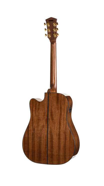 GOLD-DC6, forme Dreadnought pan coupé, table épicéa Sitka massif torréfié, f/e acajou massif, EQ Fishman Flex Blend, naturel