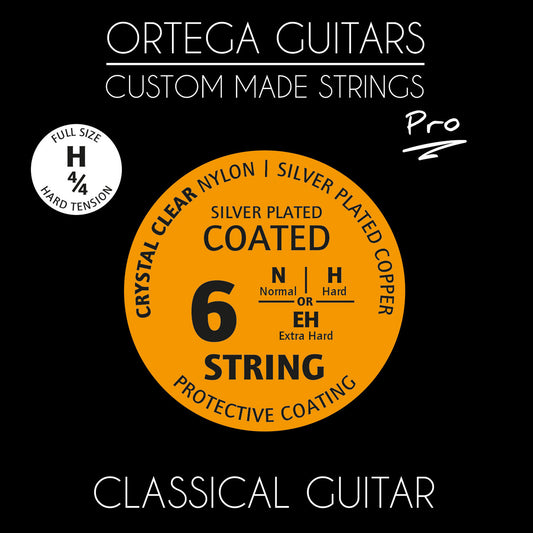 Jeu pour guitare classique 4/4 CUSTOM PRO, cuivre plaqué argent/nylon cristal, revêtement anti-corrosion, tension forte