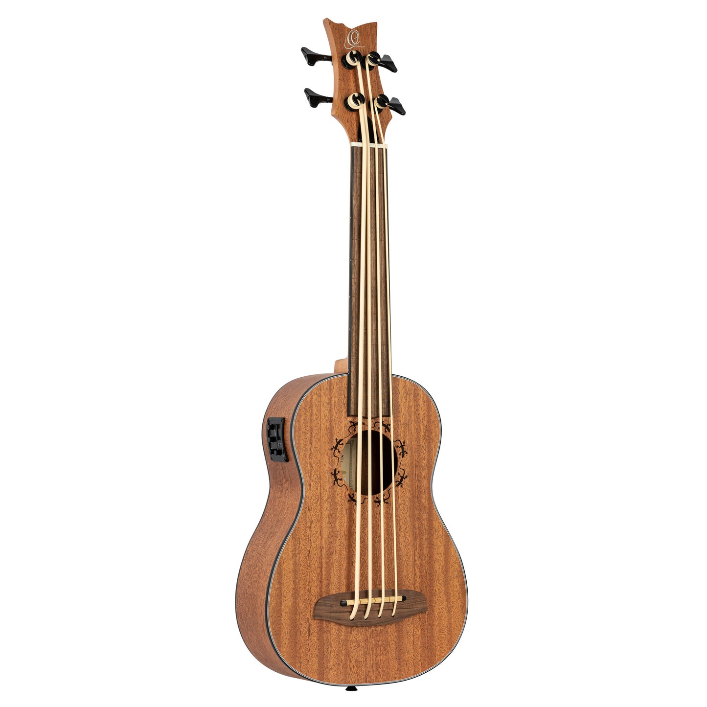 LIZZY, modèle fretless ligné, EQ MagusUkebass, table acajou, fond & éclisses acajou, manche acajou (45 mm au sillet), housse
