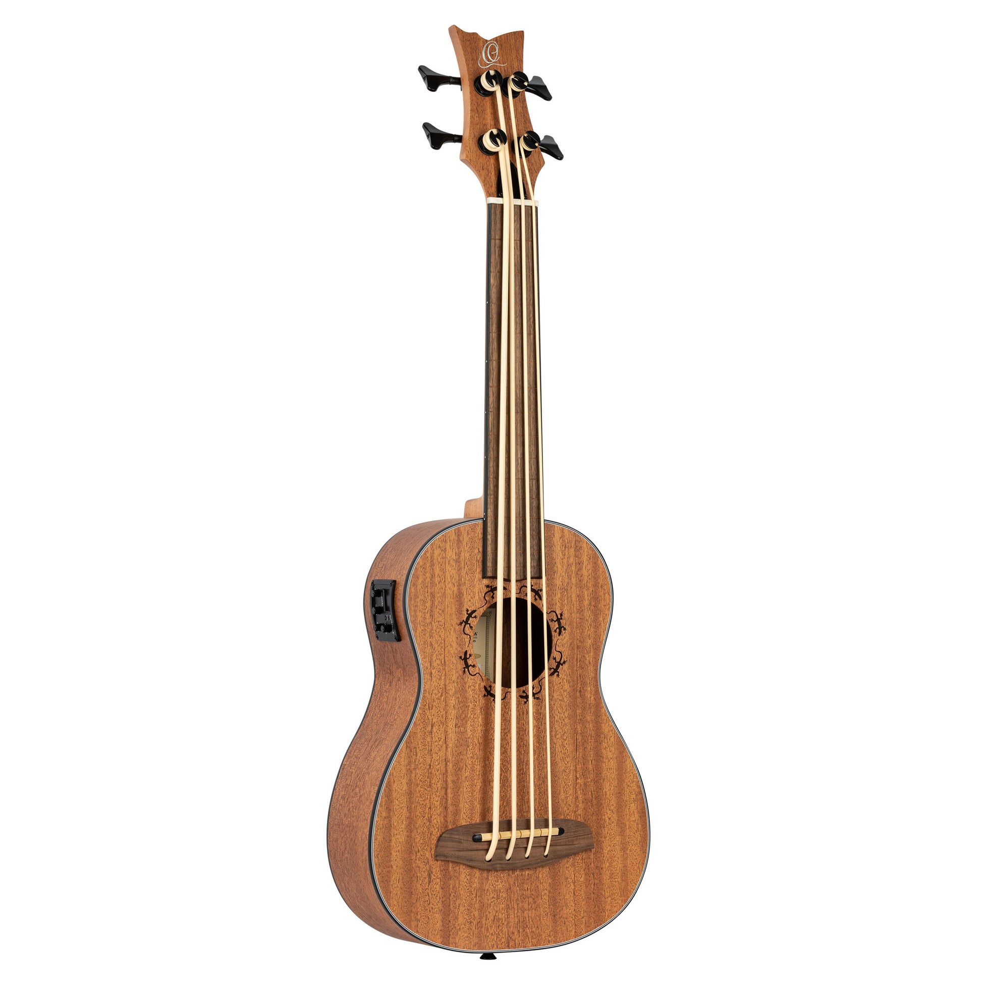 LIZZY, modèle fretless ligné, EQ MagusUkebass, table acajou, fond & éclisses acajou, manche acajou (45 mm au sillet), housse