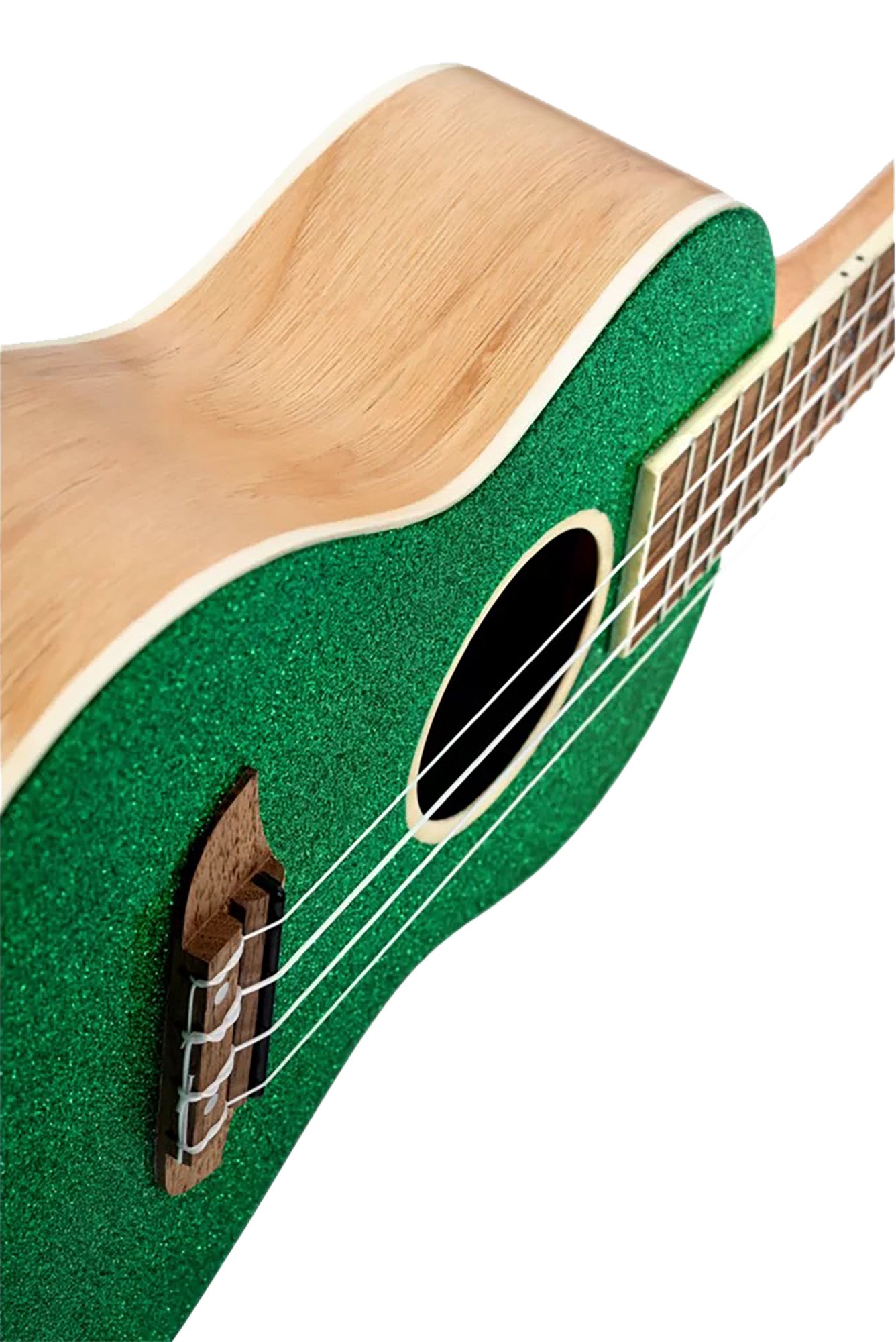 RUEL-MGR, modèle Concert, table épicéa, fond & éclisses catalpa, manche acajou, housse luxe, vert métallisé brillant