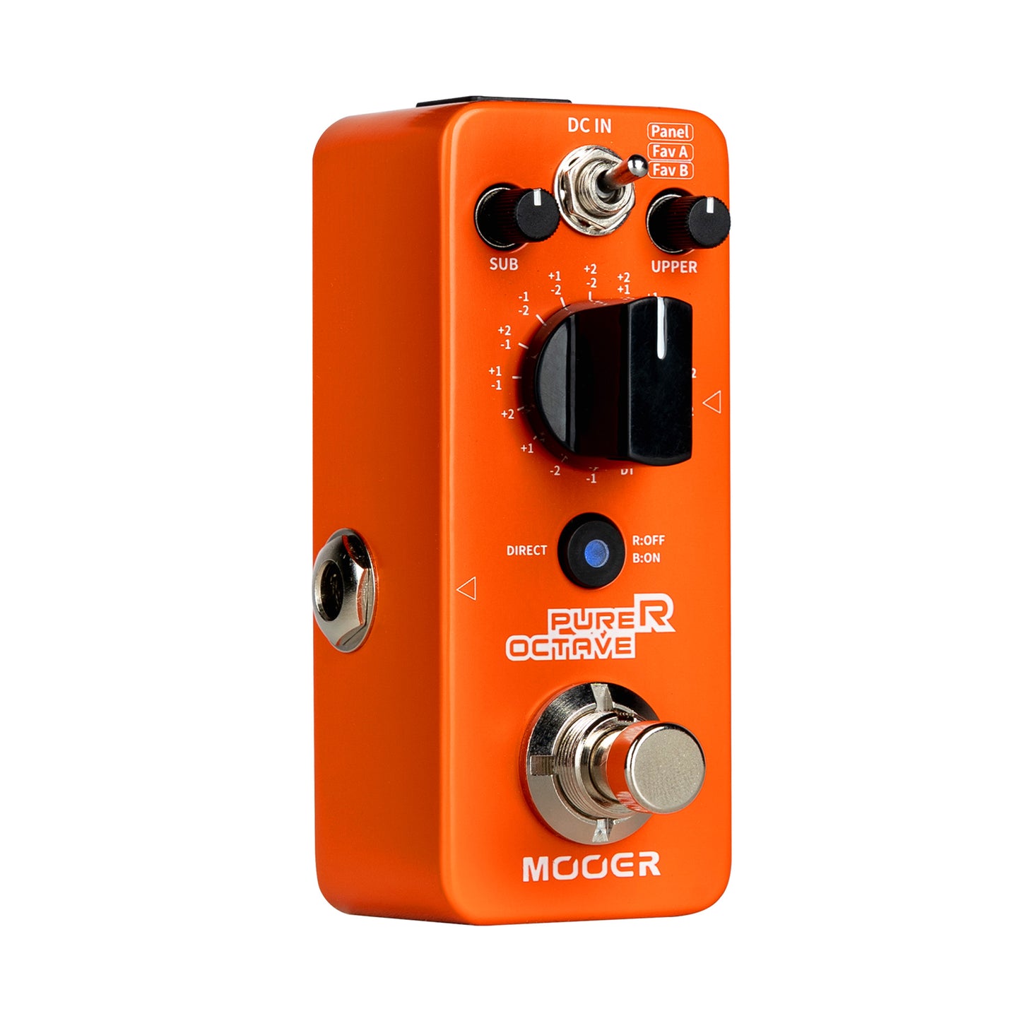 Pédale PURER OCTAVE, octaver polyphonique 15 modes, 1 mode Detune, boîtier métal, true bypass, orange brillant