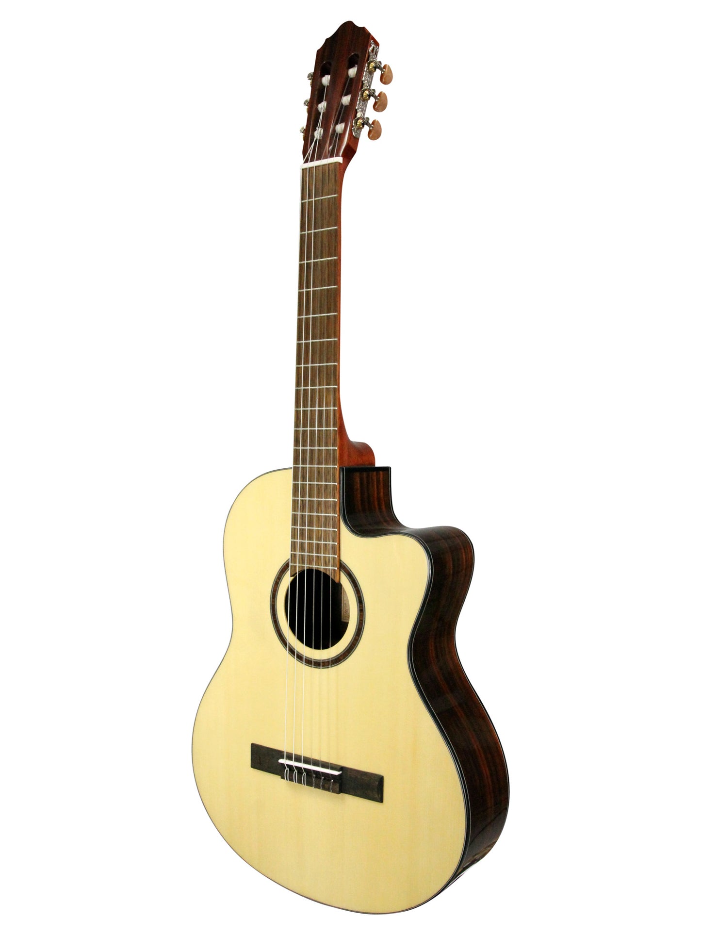 AC160CF, pan coupé, table épicéa, f/e ébène de Macassar, manche acajou, sillet 52 mm, EQ Fishman Isys, naturel brillant