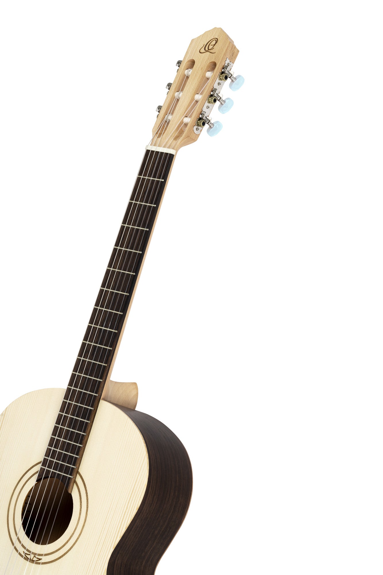 R16S, table épicéa Engelmann massif, fond & éclisses eucalyptus vieilli, manche hêtre (slim 48mm), housse, naturel satiné