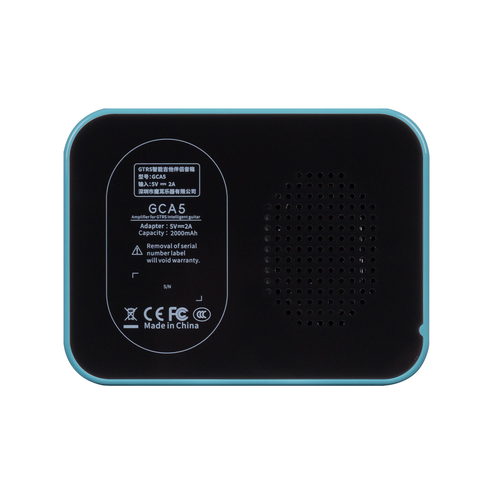 Amplificateur GCA5, 5W, HP 2.2", connexion Bluetooth, entrée Jack 6.35, fonctionne sur batterie, bleu