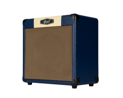 Ampli guitare 15W, 1 x 8", 2 canaux, égaliseur 3 bandes, réverb, entrée CD/MP3 mini-Jack, sortie casque mini-Jack, bleu