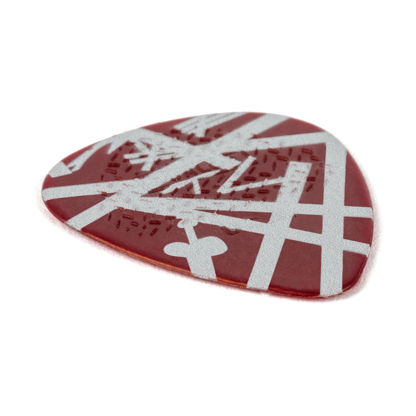 Sachet de 6 médiators EVH SHARK GUITAR MAX-GRIP Nylon 0.60 mm (graphisme rouge à bandes blanches)